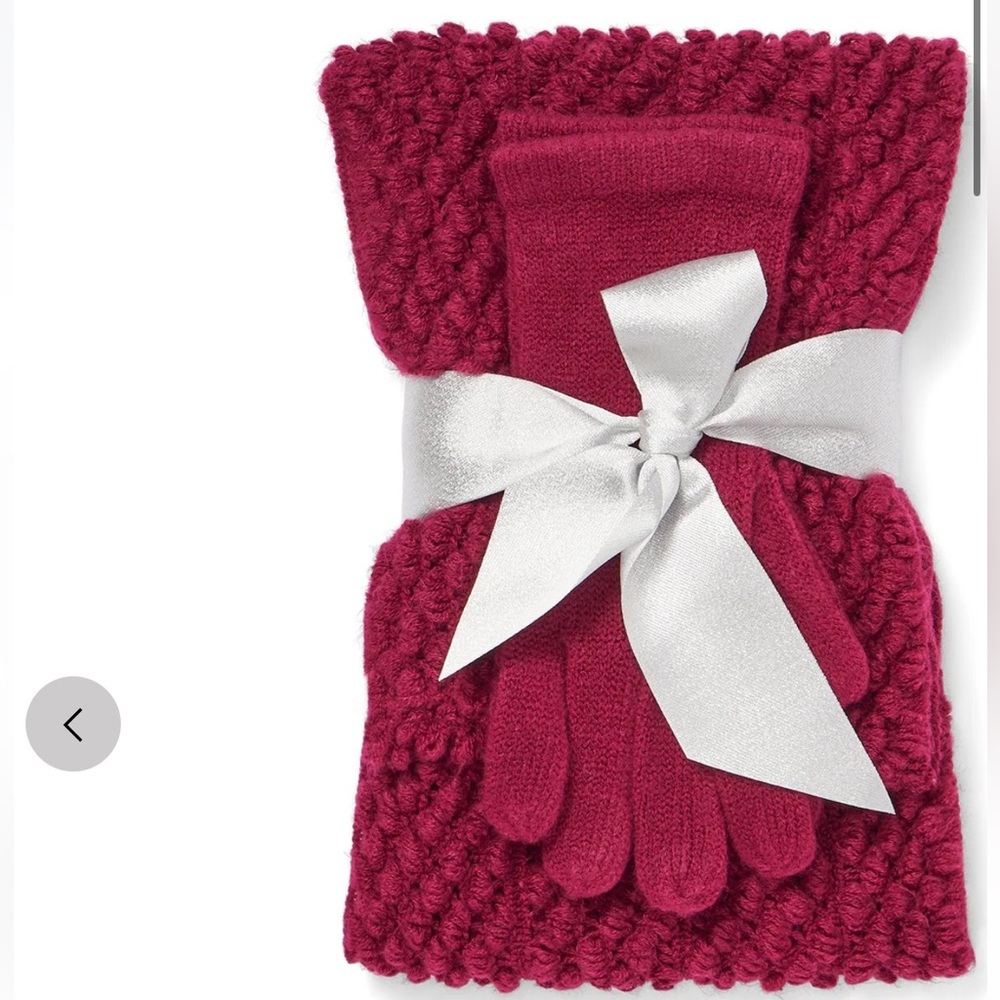 2-Piece Popcorn-Knit Scarf & Gloves Set